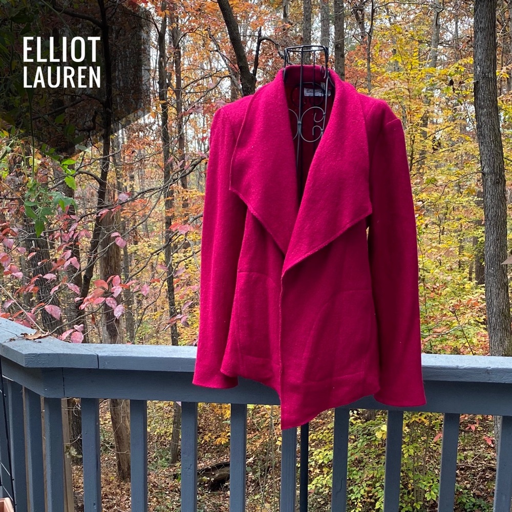 ELLIOT LAUREN $245 Retail CARDIGAN fushia wool open front cardigan luxur…